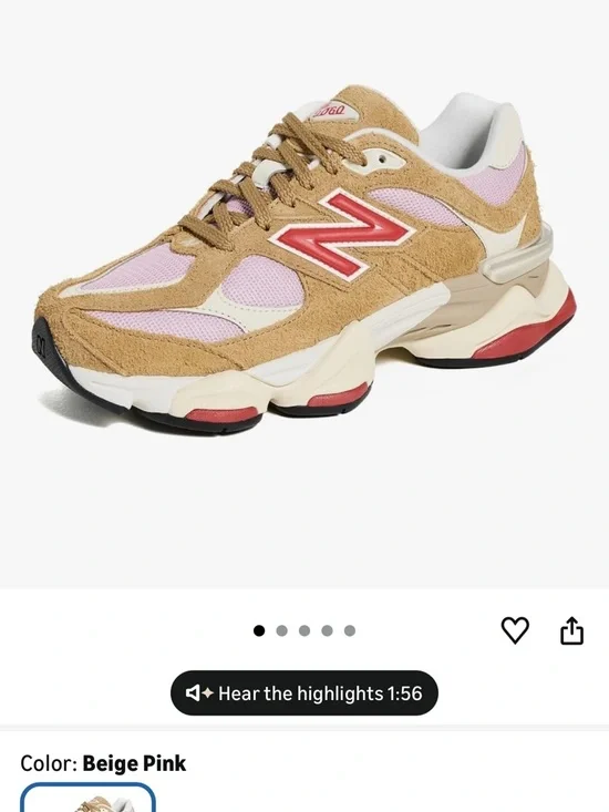 NIB New Balance 9060 Sneakers - Beige & Pink, women’s 8.5 - Picture 5 of 6